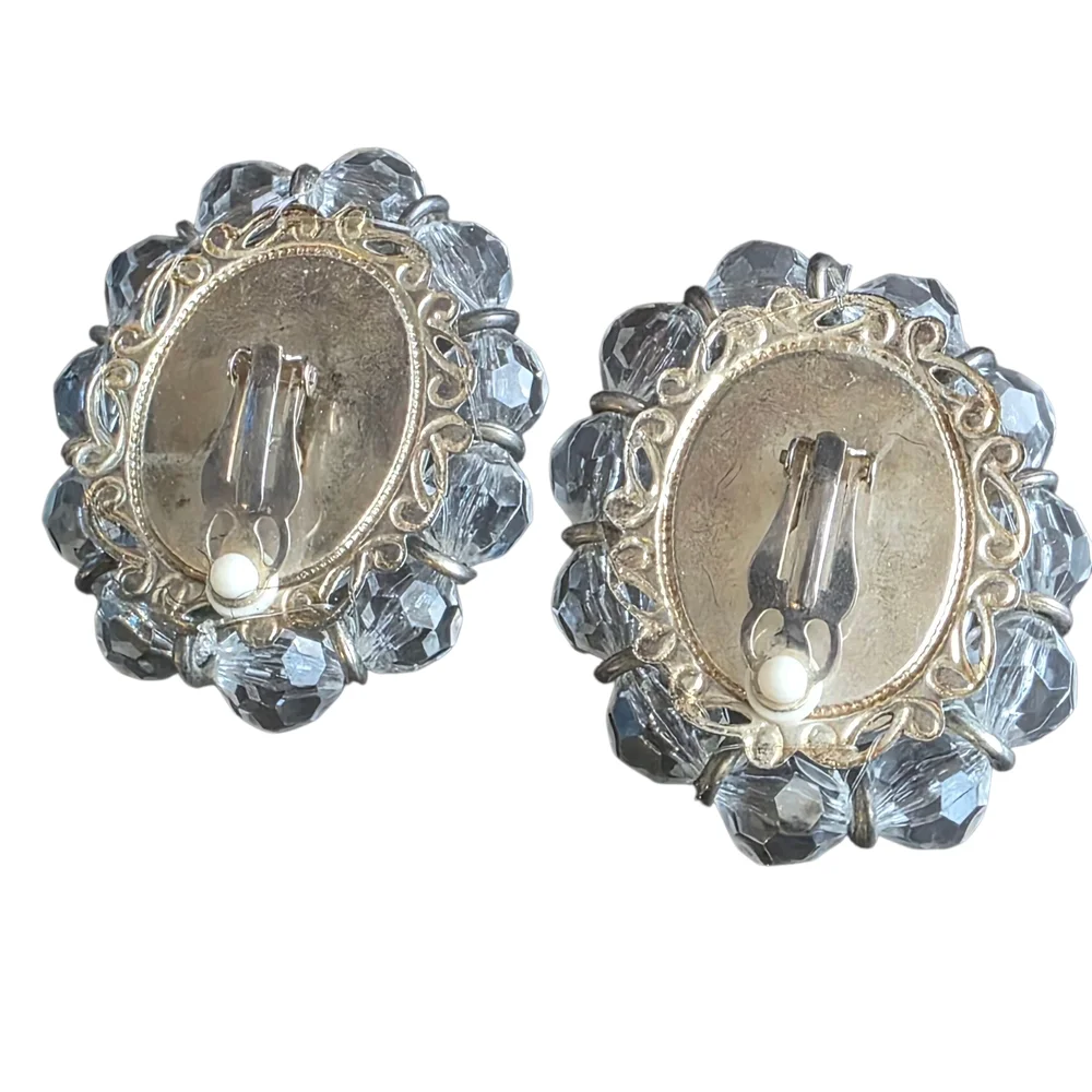 Clear Crystal Cluster Stud Earrings